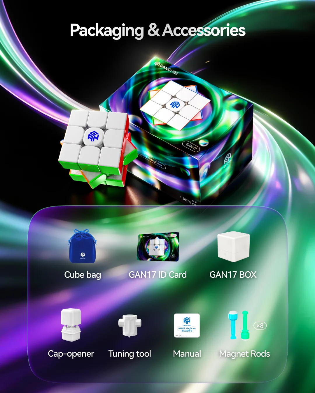 [JudyCube] GAN 17 MagDrive UV 3x3 Magnetic Magic Cube Gan17 New Flagship Stickerless Professional Fidget Toys Cubo Magico