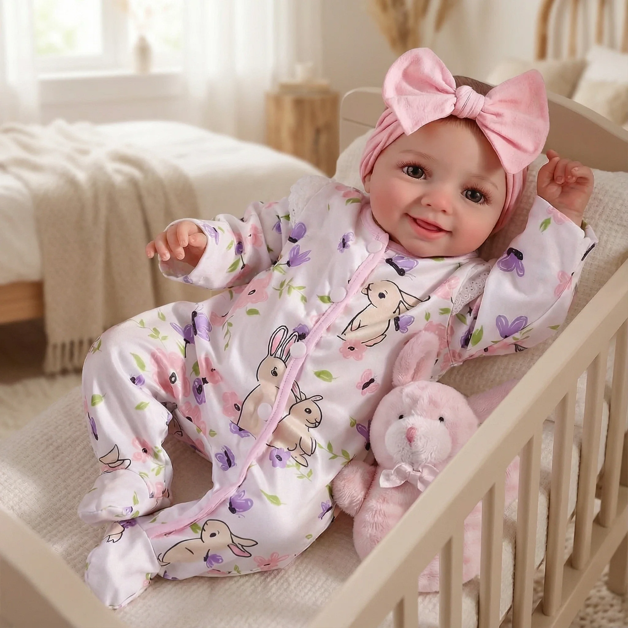 NPK 17-inch Reborn Baby Doll - Realistic 3D Skin Painted Hair Visible Veins Newborn Doll Collectible Figure Same as Picture