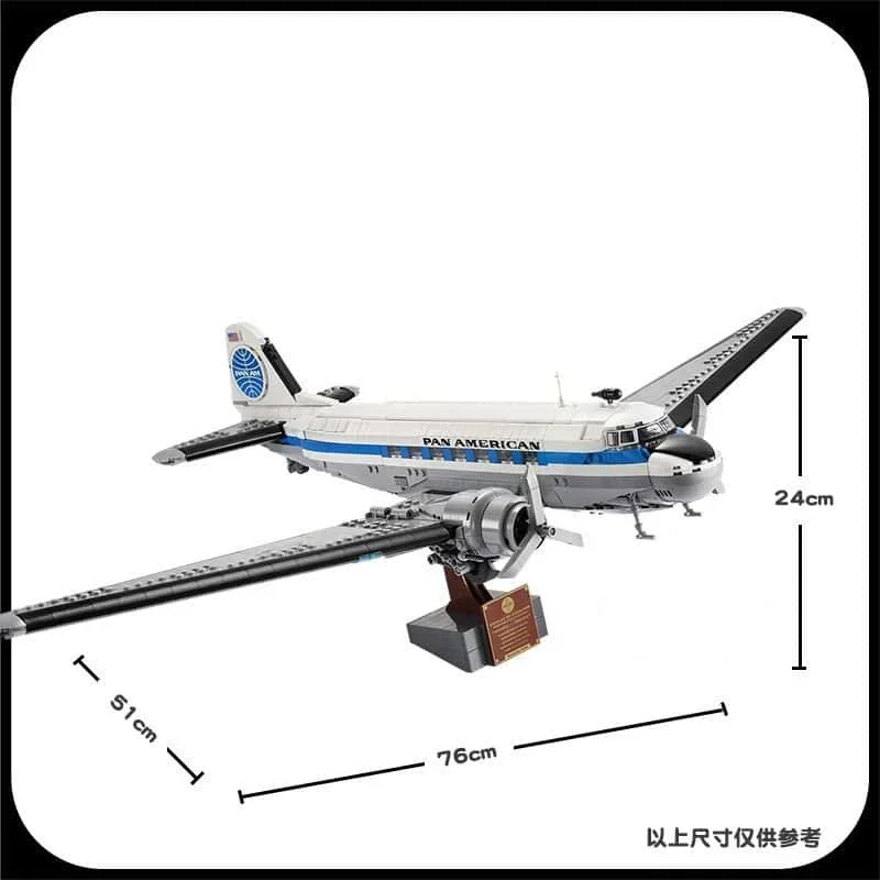 Popular 1903 pieces of retro DC-3 classic airliner building blocks in 2026 Retro aircraft model collector's home decoration