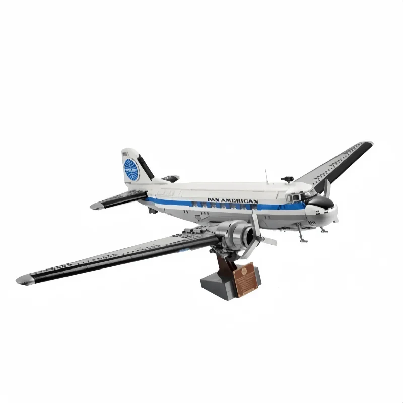 Popular 1903 pieces of retro DC-3 classic airliner building blocks in 2026 Retro aircraft model collector's home decoration