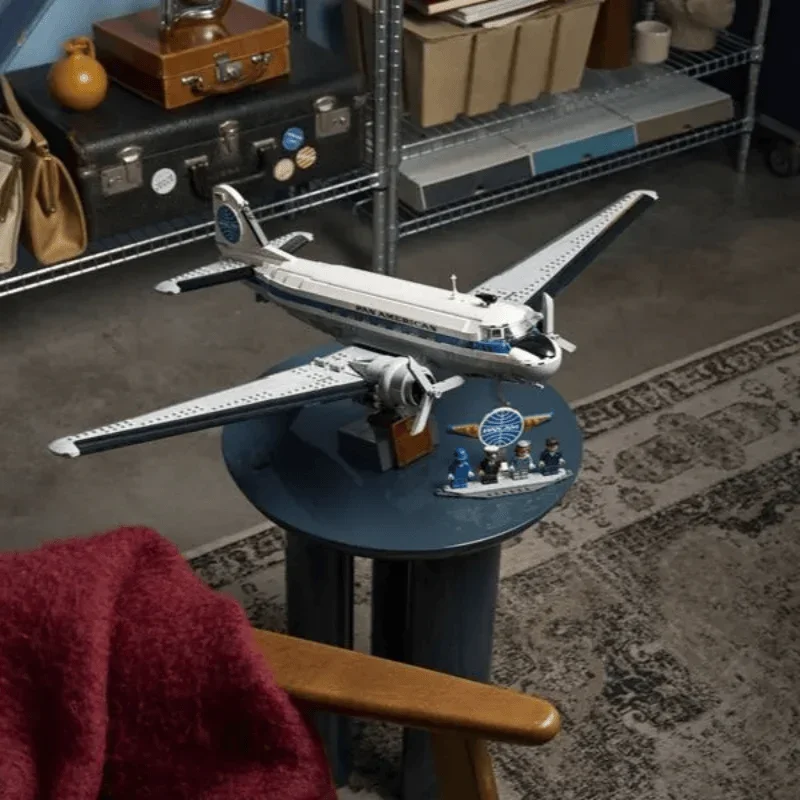 Popular 1903 pieces of retro DC-3 classic airliner building blocks in 2026 Retro aircraft model collector's home decoration