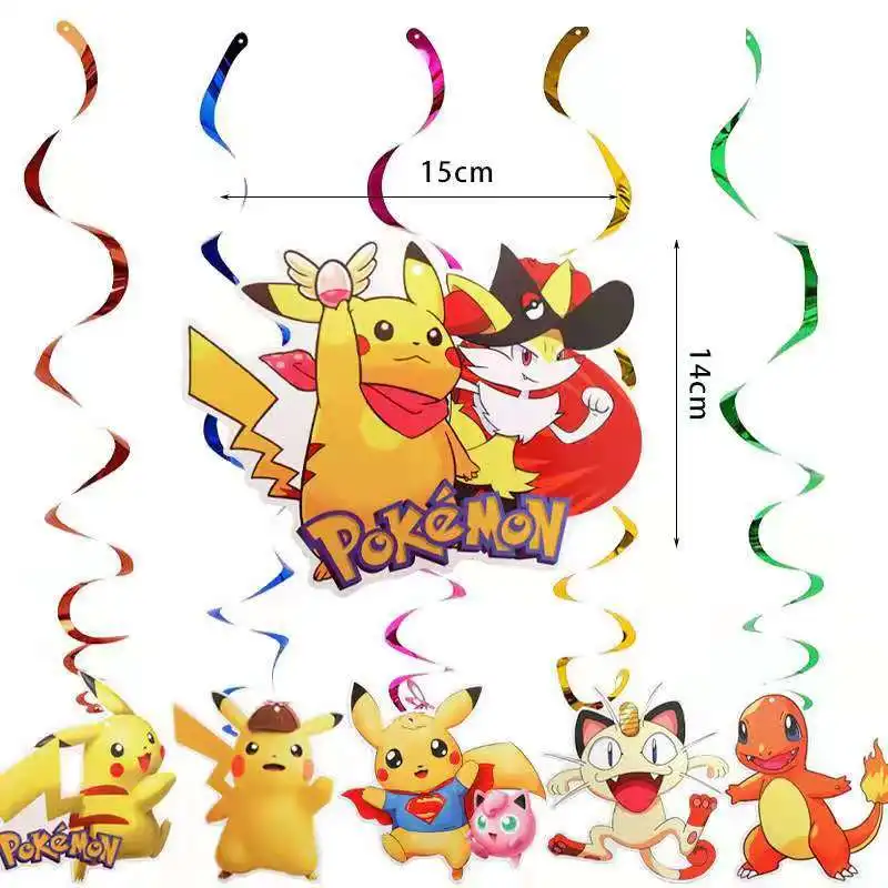 Cartoon Pokemon Birthday Party Decorations Pikachu Theme Disposable Tableware Paper Cup Plate Banner Christmas Party Favor Gifts