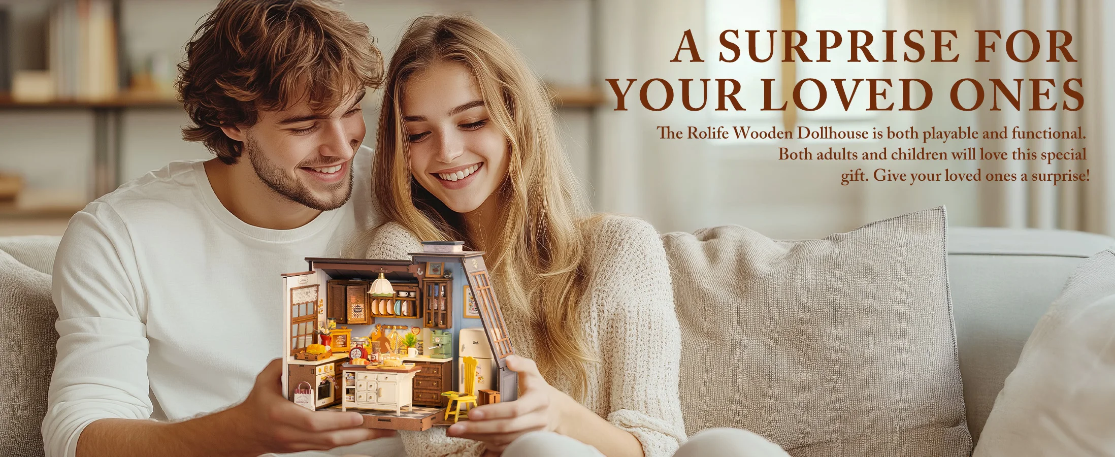 Robotime Baking Kitchen DIY Miniature Dollhouse Kit Crafts Hobbies Amazing Gift 3D Puzzle Mini House Building Kit Book Nook