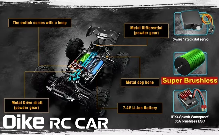 Oike 4WD Remote Control Car 40KM/H 50KM/H 80KM/H High Speed Racing Drift Truck Radio Off Road 4X4 Super Brushless Fast RC Buggy