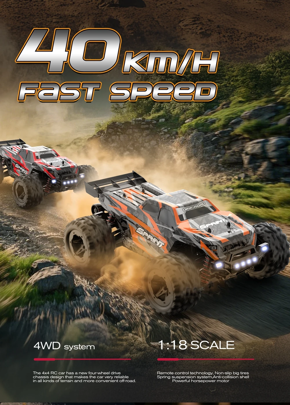Oike 4WD Remote Control Car 40KM/H 50KM/H 80KM/H High Speed Racing Drift Truck Radio Off Road 4X4 Super Brushless Fast RC Buggy