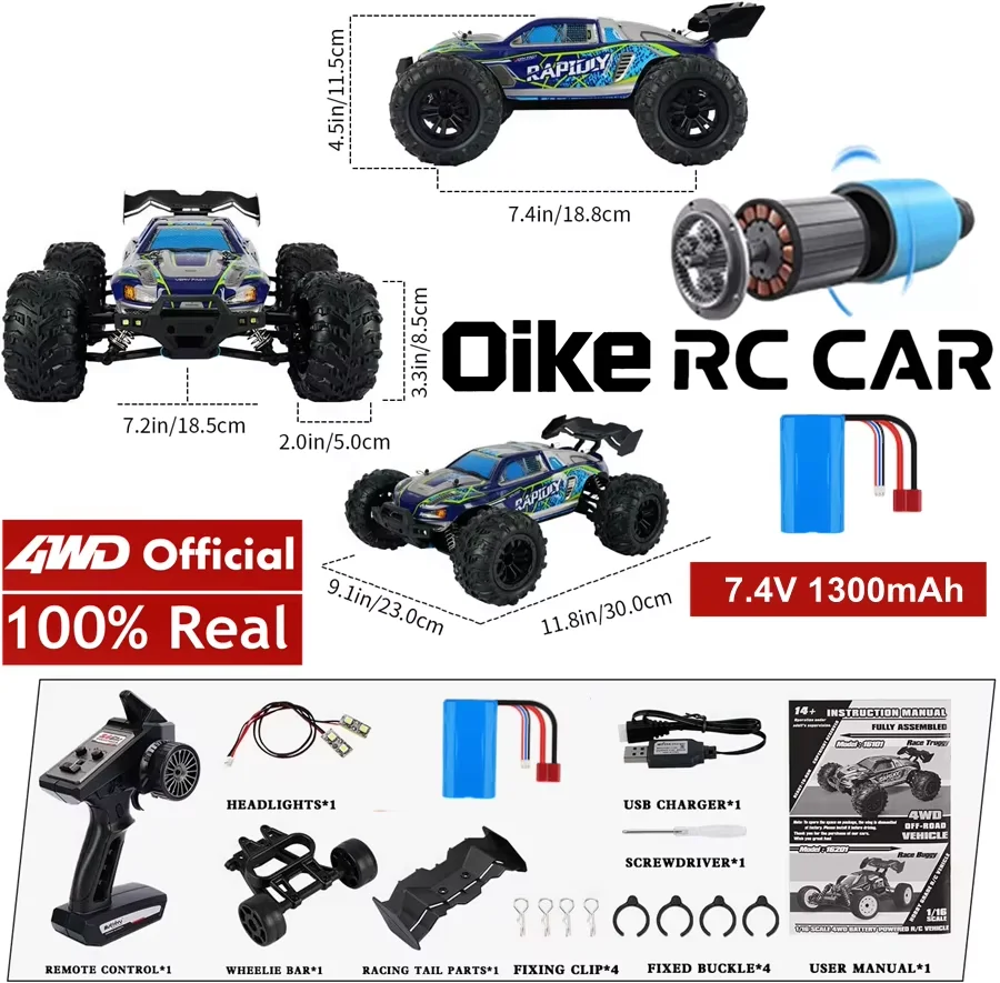 Oike 4WD Remote Control Car 40KM/H 50KM/H 80KM/H High Speed Racing Drift Truck Radio Off Road 4X4 Super Brushless Fast RC Buggy