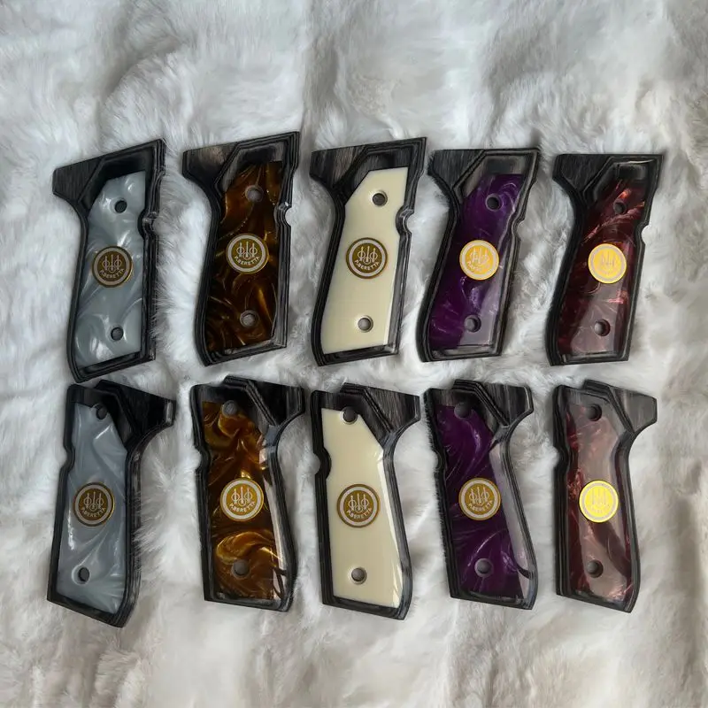 2026 New Model 92FS Pistol Grip - Black Wood with Golden Embossing