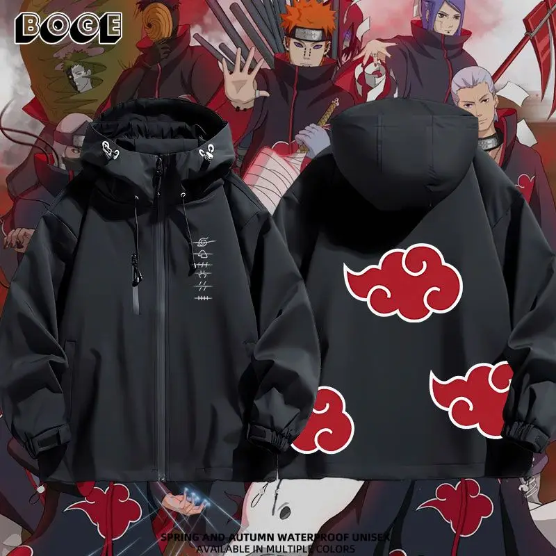 Naruto Shippuden Akatsuki Organization Cartoon Jacket 2D Student Couple Hooded Coat Jacket Top Anime Peripheral Wholesale