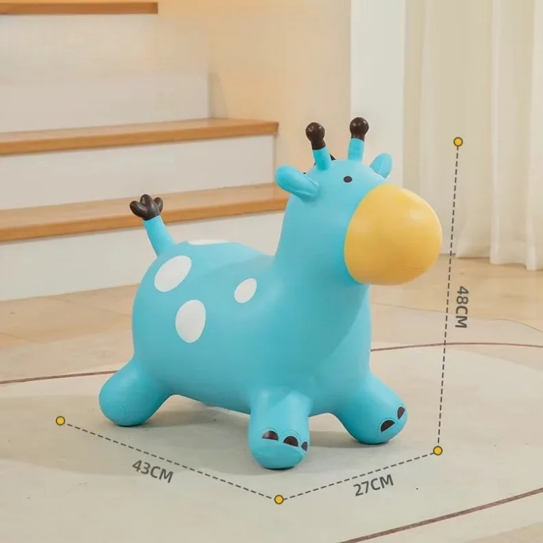 Inflatable Bouncy Horse Ride on Toy PVC Cartoon Hopping Horse Riding Toy Jumping Horse Toys for Kids Toddlers Baby Play Toys