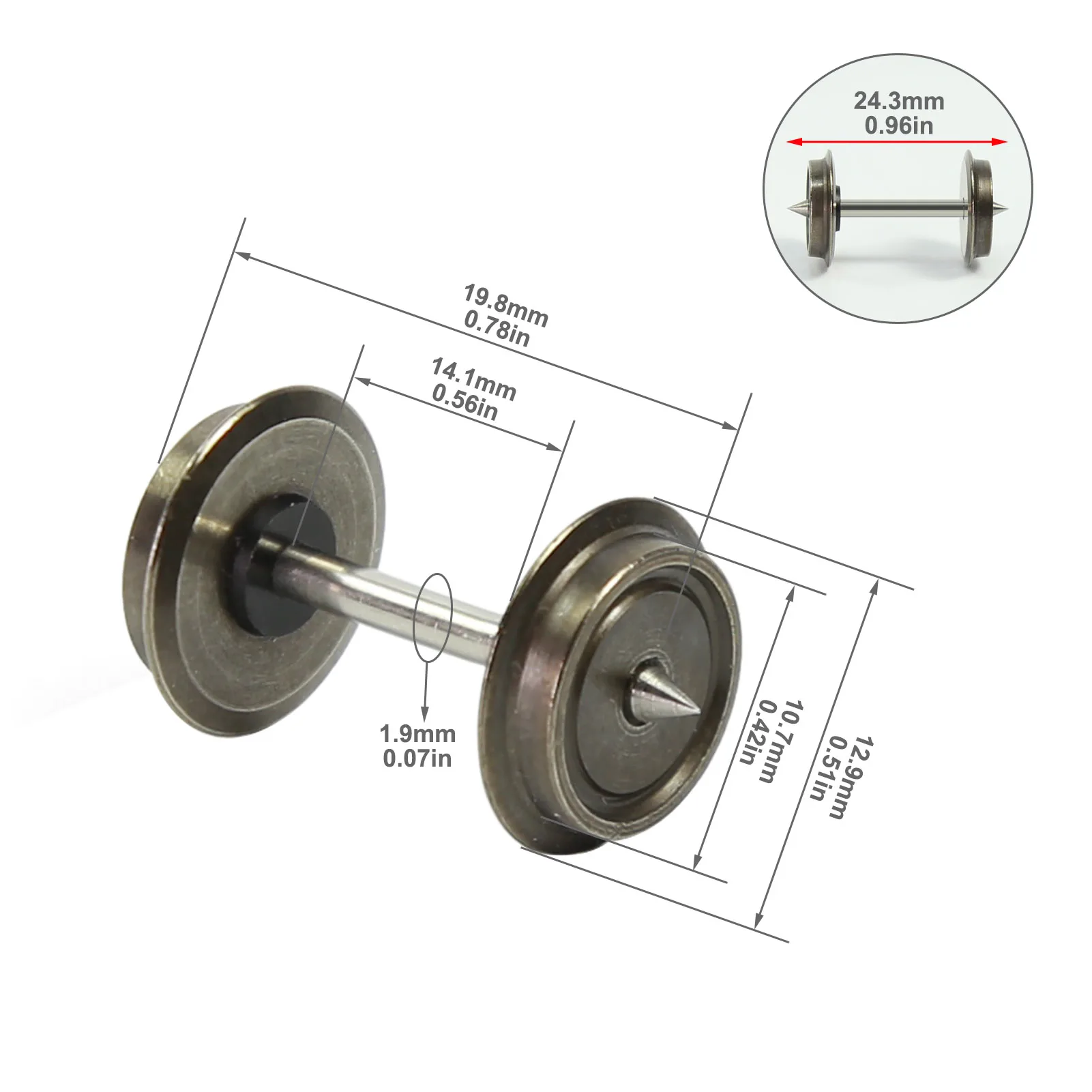 24pcs HO Scale 1:87 36" Metal DC Wheels for Model Trains DC Wheels Railway Modeling C8724