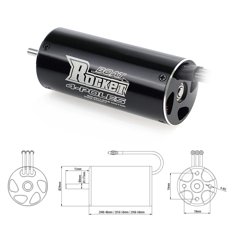 Rocket RC 2968 2958 2948 3400KV 3450KV 3800KV Brushless Boat Motor for Traxxas Feilun FT011 FT012 600-800mm RC Boat Car