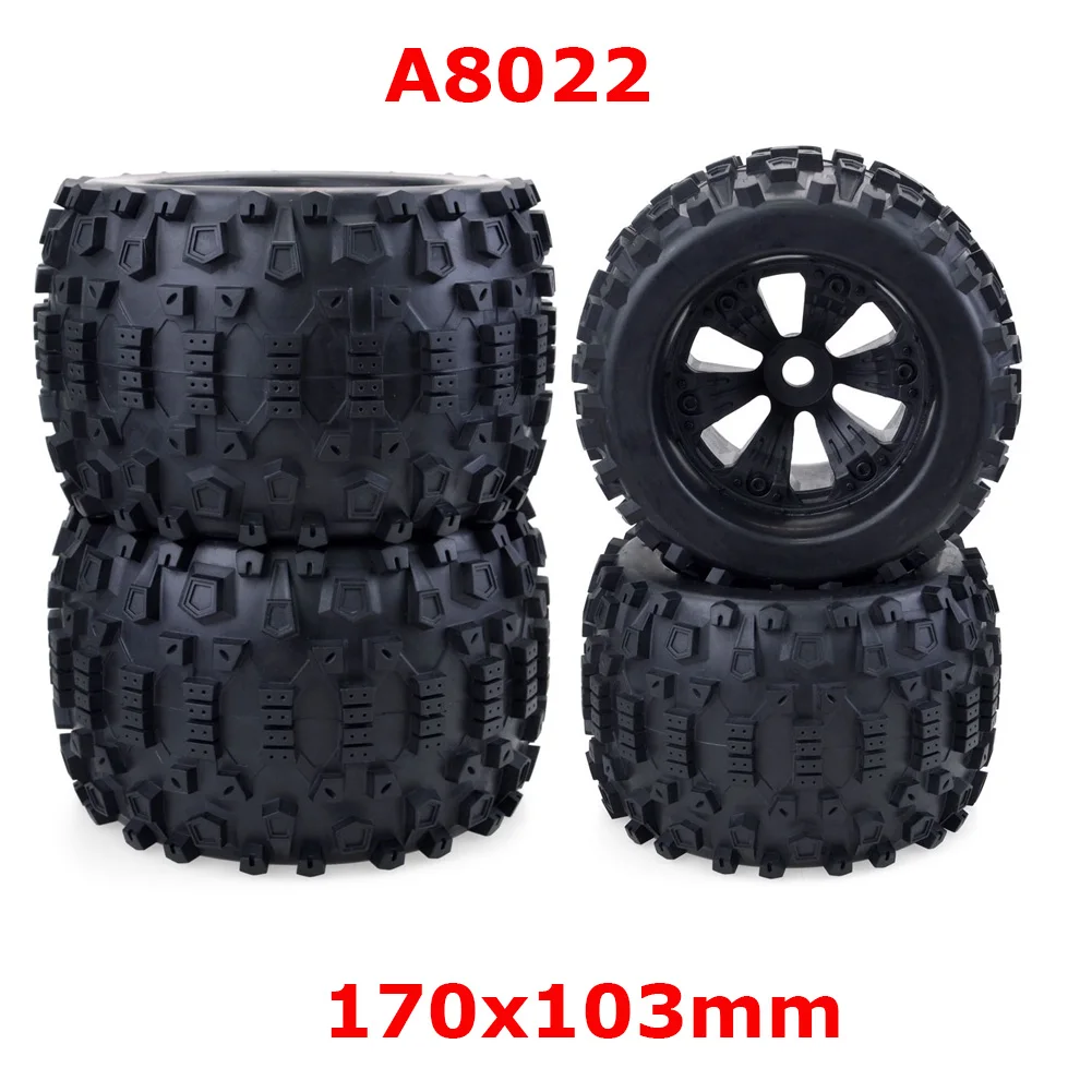 4PCS 1/8 Wheels Tires 170mm 165mm Tyre Weel 17mm Hex Hub Rubber Sponge for 1/8 RC Car Monster Truck Buggy ARRMA Traxxas