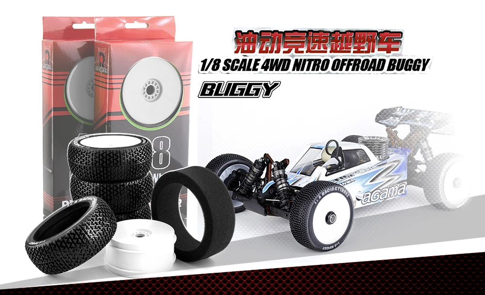 4pcs 116mm Off Road Buggy Tires Wheel 17mm Hex Hubs For 1/8 Rc Racing Car 4wd Nitro Hpi Hsp Bazooka Camper Kyosho Zd Hongnuo
