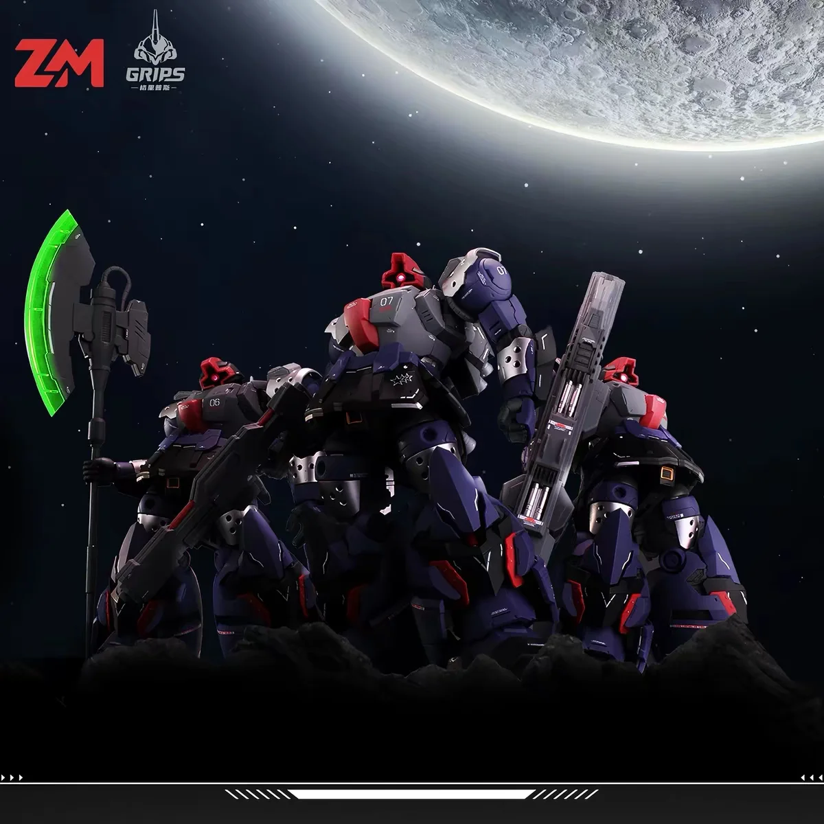 ZM Dream Model 1/100 MG Grips Dom Mecha Assembly Model Kit Action Figure Giant Green Axe Robot Building Toy With Water Decal Toy