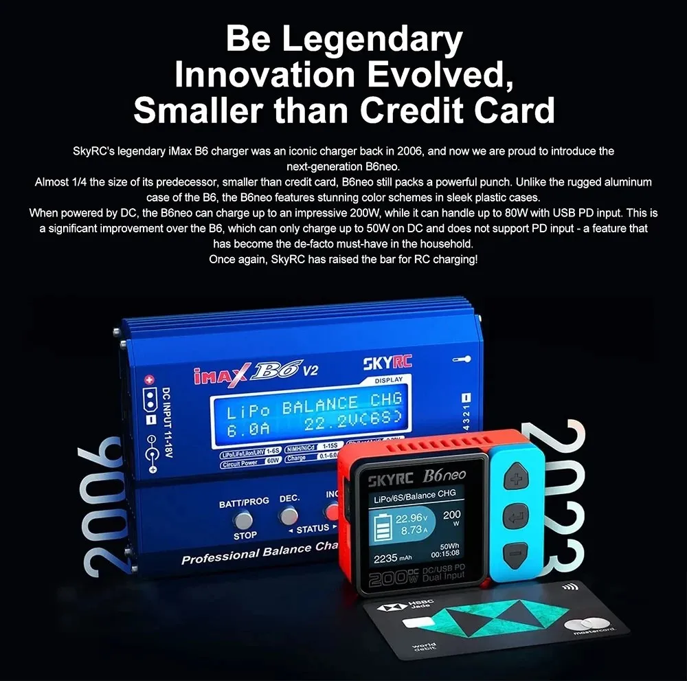 SKYRC1-6S Smart Balance Charger Discharger 200W LiPo Li-ion Battery Power Supply For RC FPV Aircraft