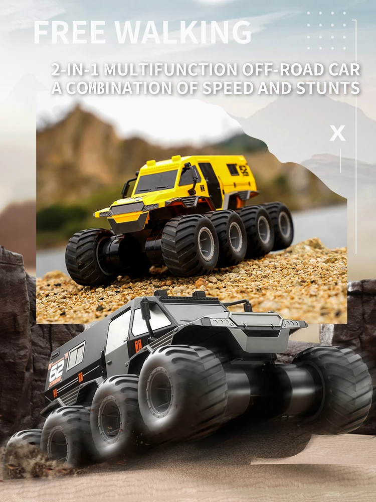 JJRC Q137 8WD RC Car 2.4G Amphibious 8 Wheel Remote Control Truck Climbing Off Road Waterproof Armored Vehicles Children's Toys