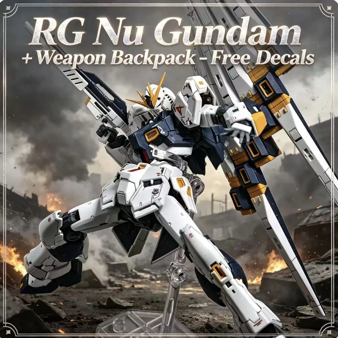 RG32 New Arrival Nu Gundam Amuro Model, Equipped with Funnel Backpack, Bracket & Water Slide Decal, Assembled Action Figure Toy