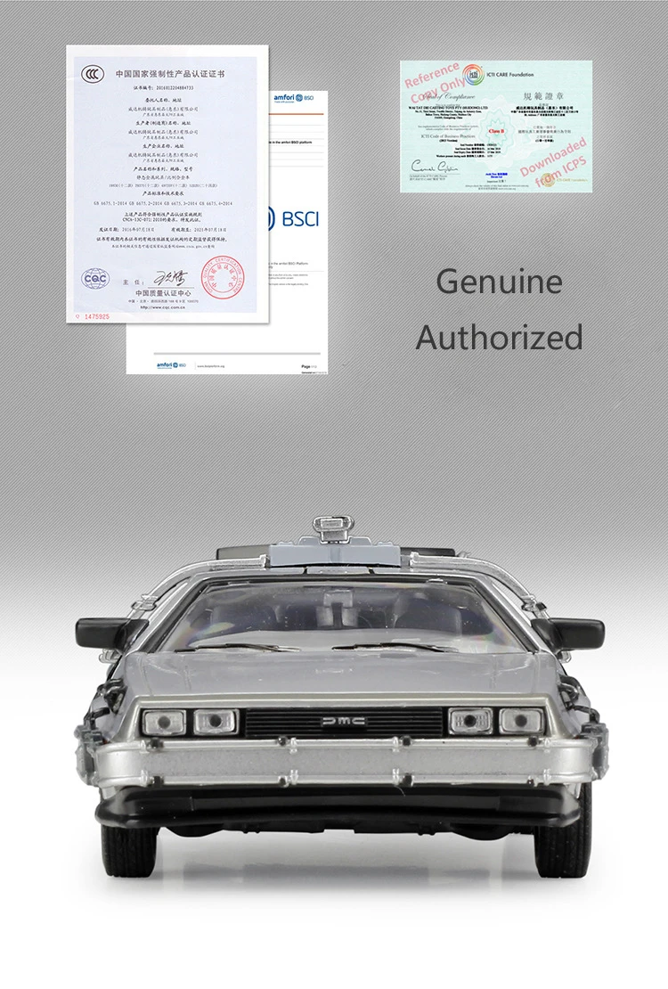 WELLY Diecast 1:24 Scale Model Car Toy Delorean For Movie Back to The Future Part 1/2/3 DMC-12 Metal Alloy Toy Car For Kids Gift