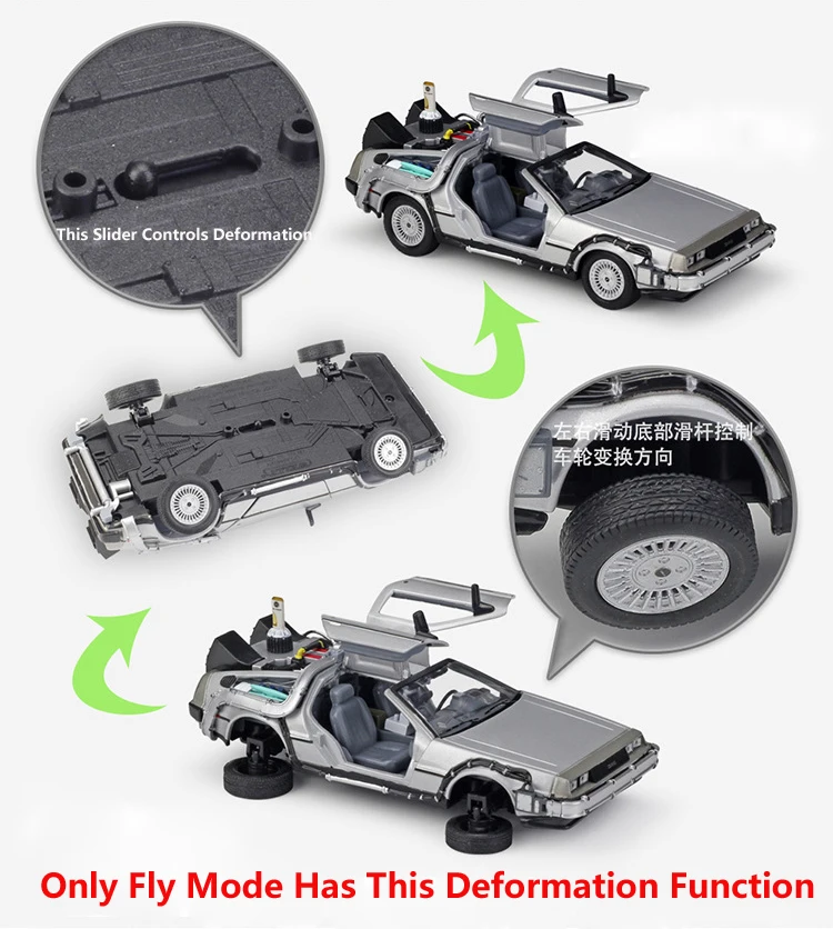 WELLY Diecast 1:24 Scale Model Car Toy Delorean For Movie Back to The Future Part 1/2/3 DMC-12 Metal Alloy Toy Car For Kids Gift
