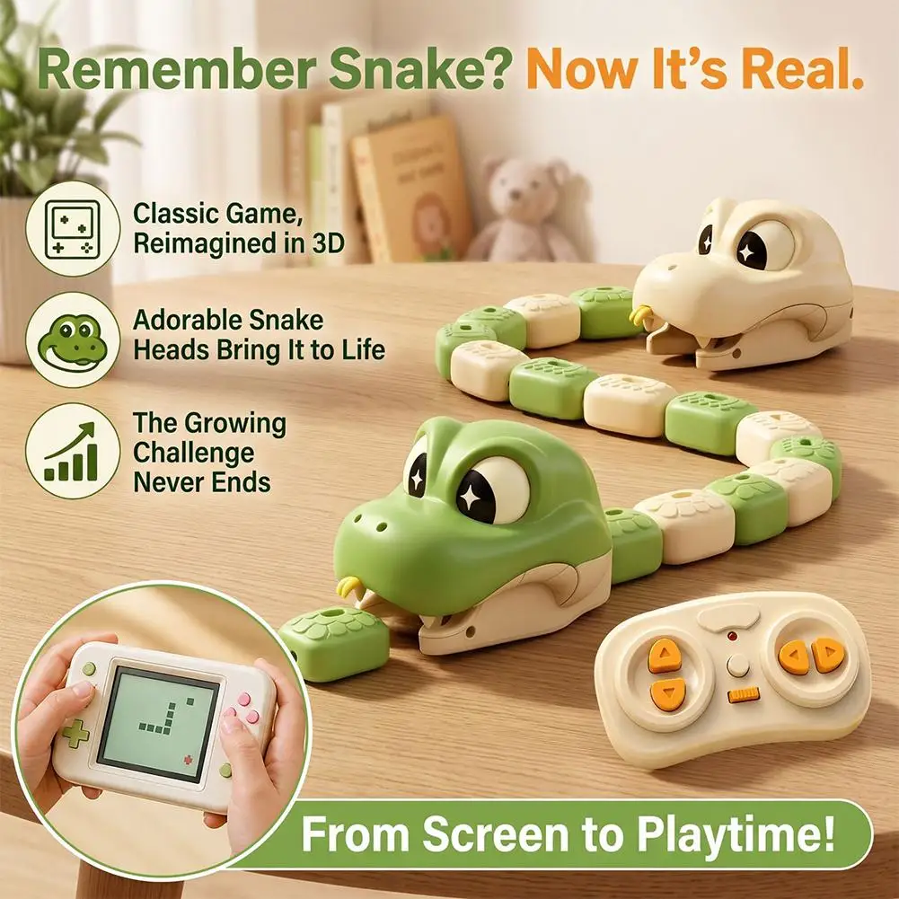 Magnetic Eating Snake Remote Control Car Toy for Boys Dual Player Battle Greedy Bean Children's Birthday Gift Interactive Toys