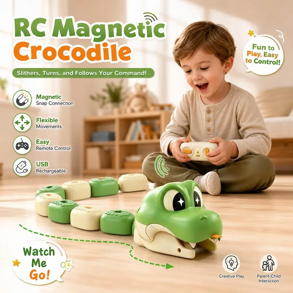 Magnetic Eating Snake Remote Control Car Toy for Boys Dual Player Battle Greedy Bean Children's Birthday Gift Interactive Toys