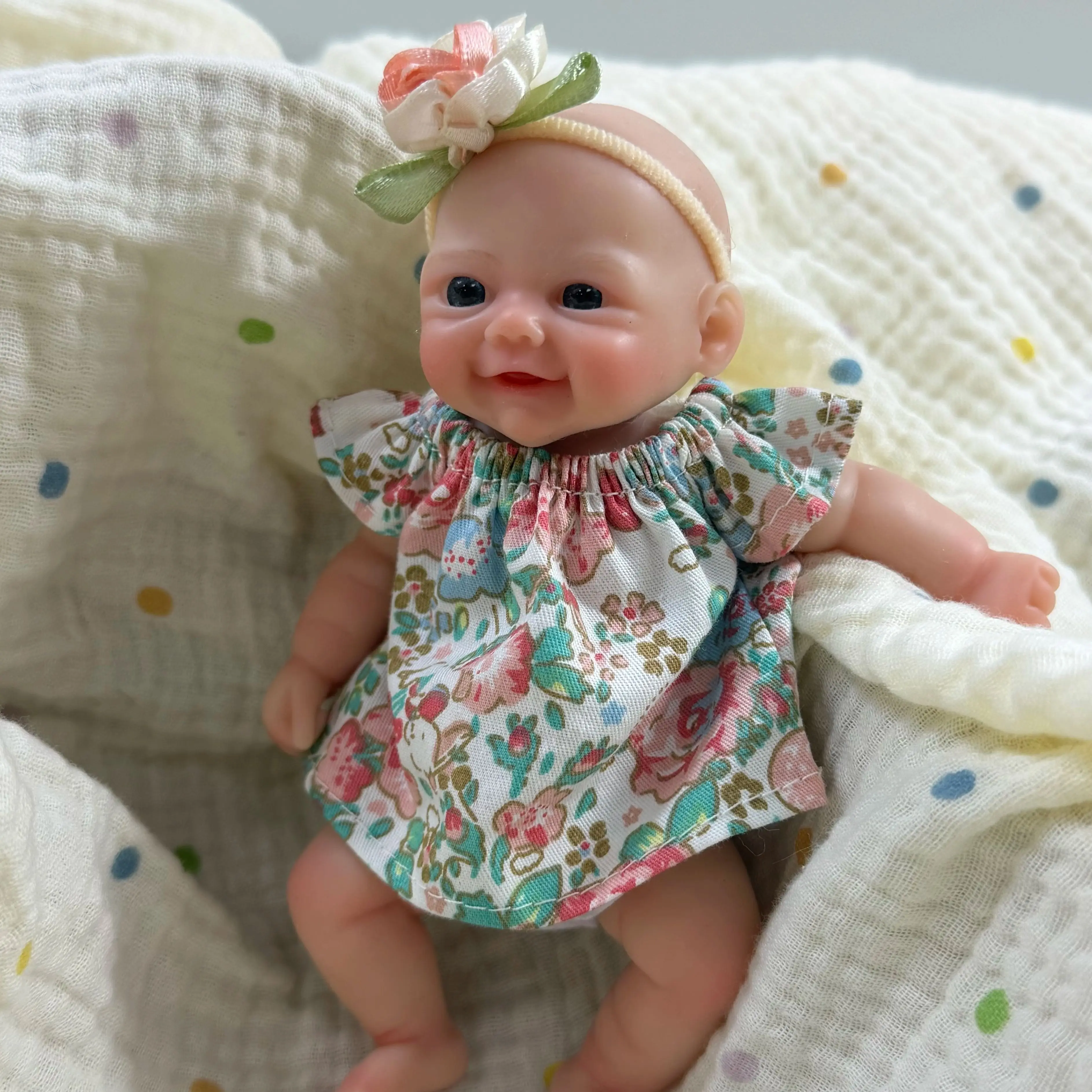 6 Inch Chubby Vivienne All Silicone Reborn Doll Lifelike Soft Solid Silicone Washable Doll Stress-relieving Toys
