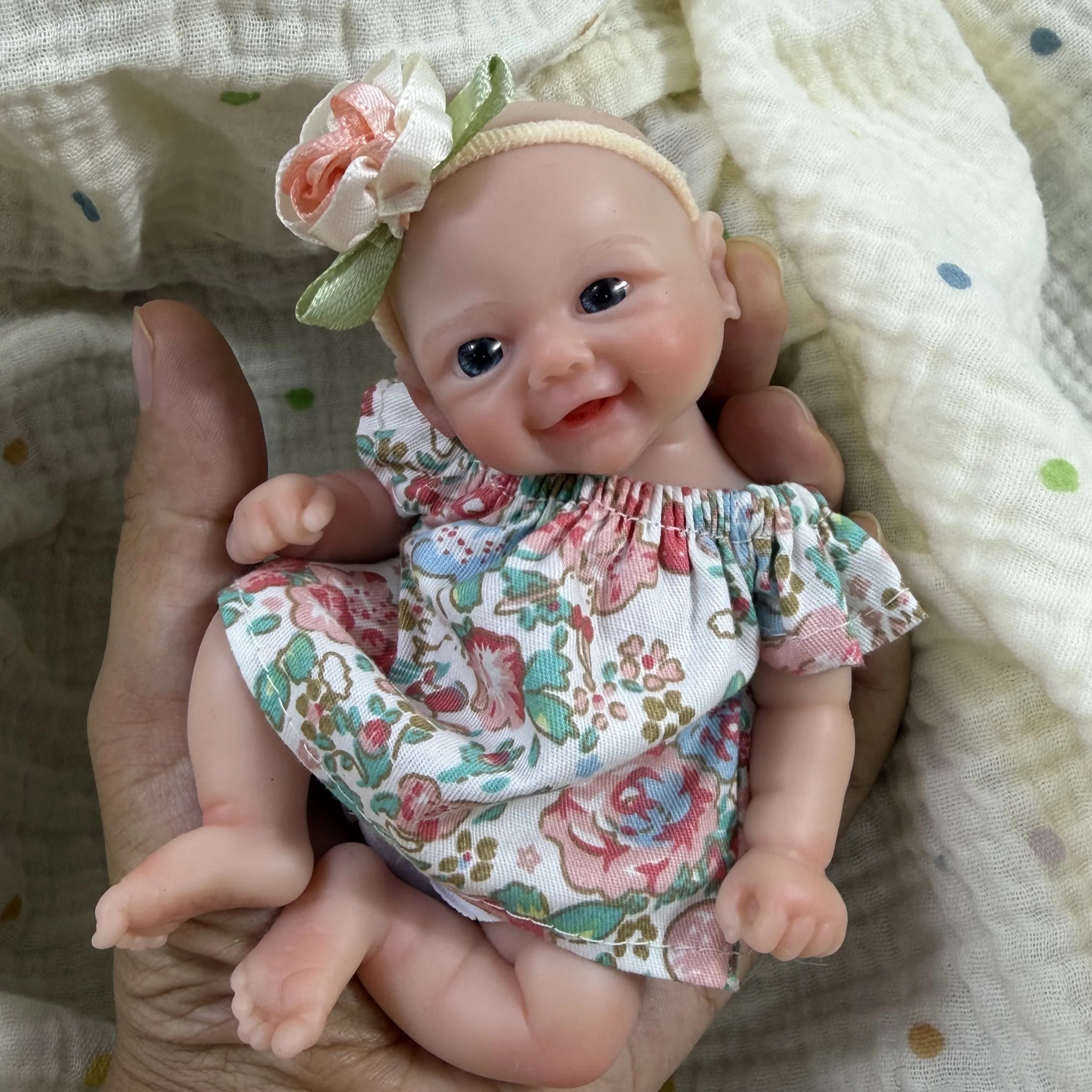 6 Inch Chubby Vivienne All Silicone Reborn Doll Lifelike Soft Solid Silicone Washable Doll Stress-relieving Toys