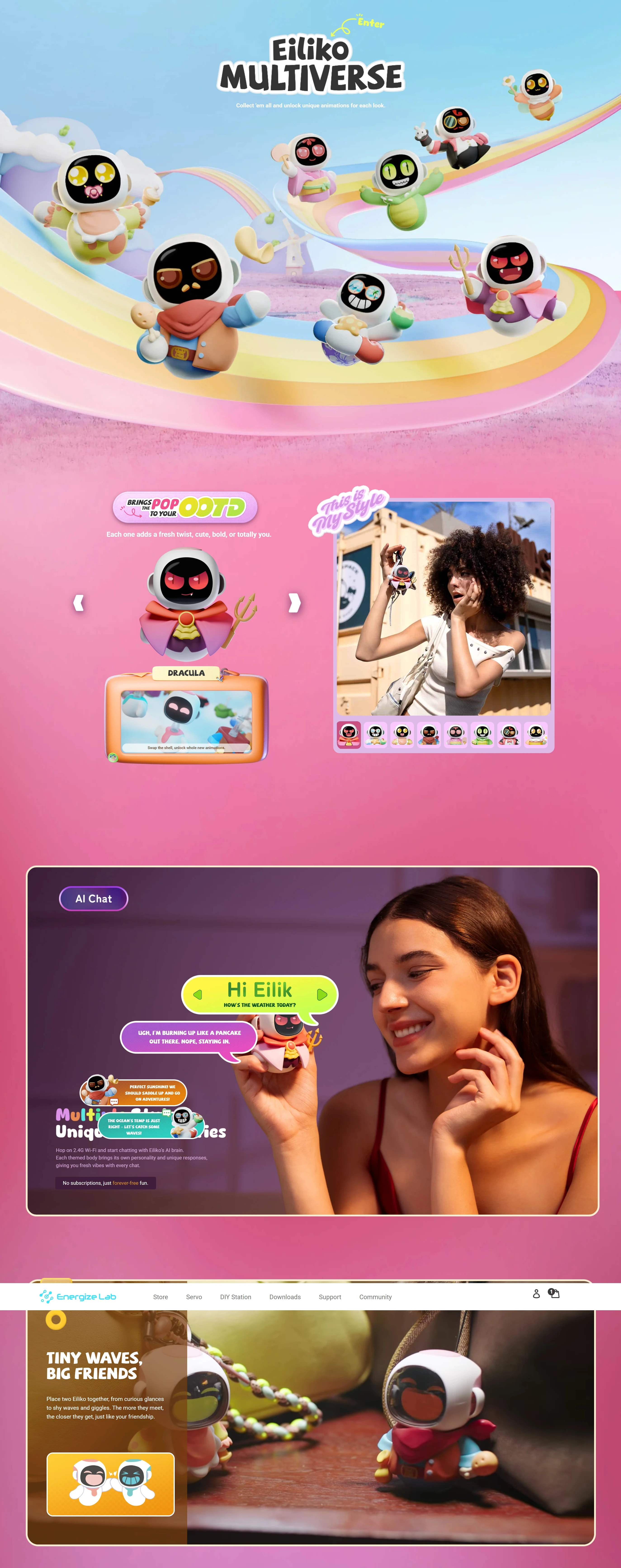 ENERGIZE LAB Eiliko Aquamarine Your Tiny AI Charm Robot That Matches Every Daily Outfit,Fun Electronic Pendant Toys,for Couples