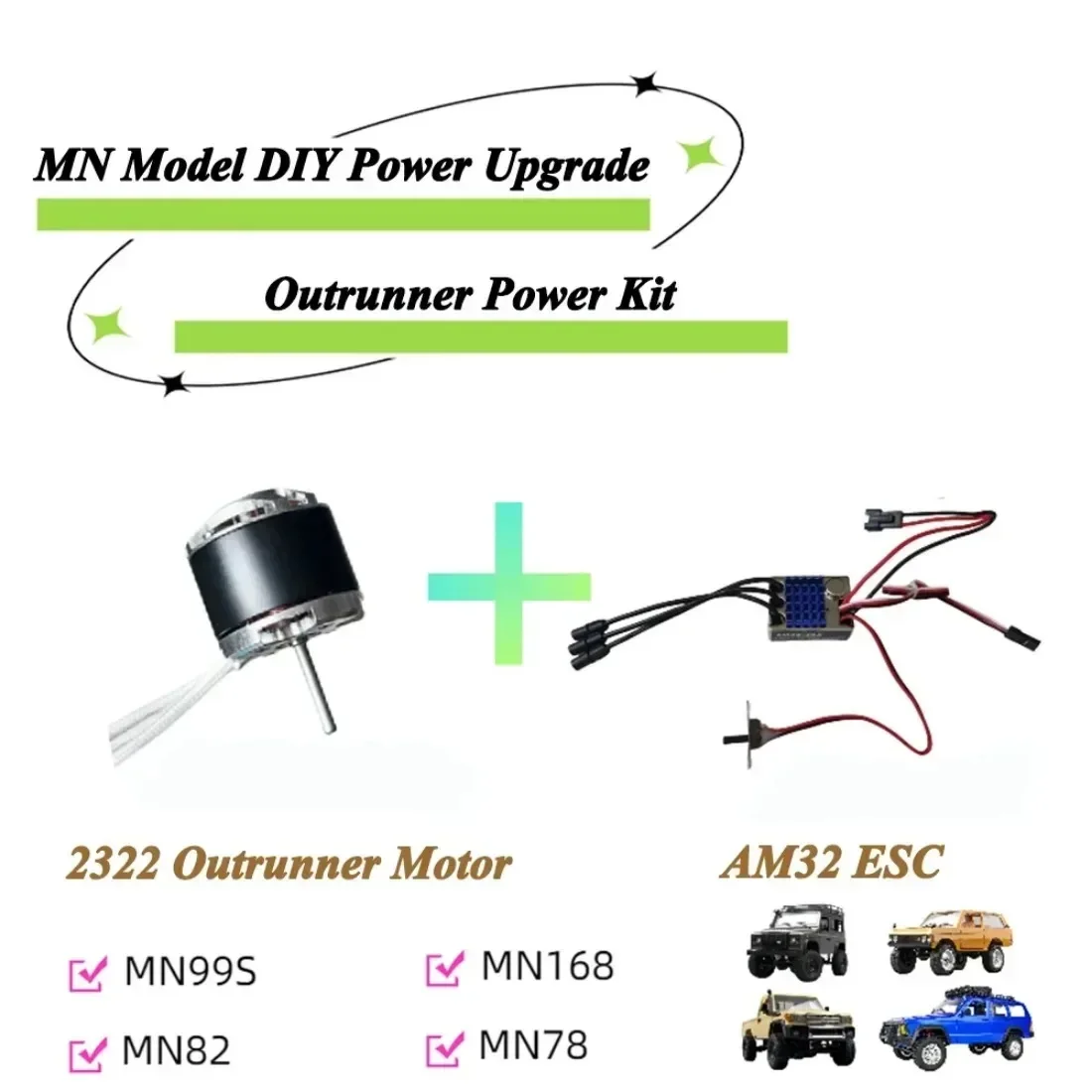 Full Metal Gearbox 2322 2600KV Brushless Motor AM32 45A ESC 21g Servo/2CH Receiver for RC Car Crawler MN82 MN78 MN168 MN99 MN98