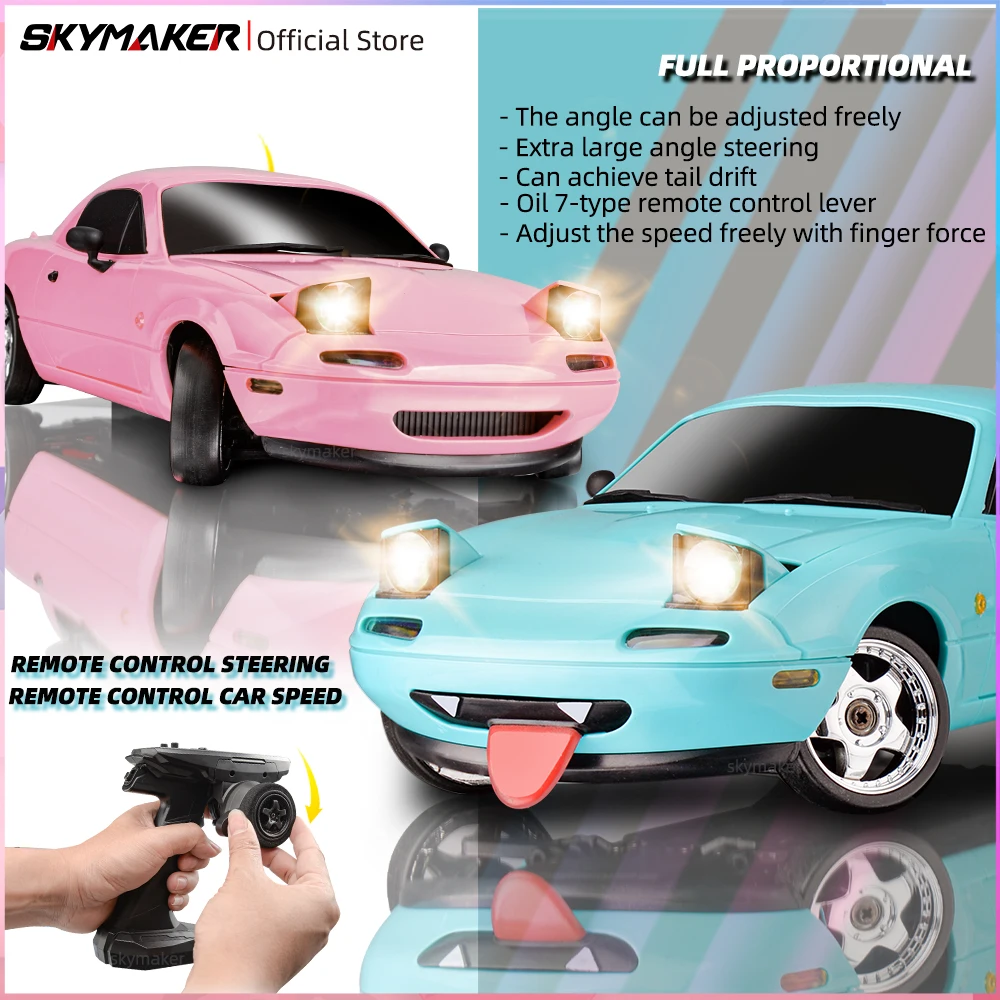 LDRC 1/18 RC Drift Car LD1804 Mazda MX5 2.4GHz with ESP Gyro LED Lights Full Scale Skymaker RC Toy Racing Cars For Kids Toy Gift