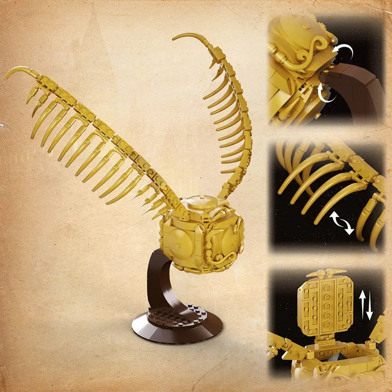 MOC Golden Snitch Building Blocks Set - Magic Quidditch Ball Model Bricks DIY Assembly Toy for Kids Adults, Home Desk Decoration