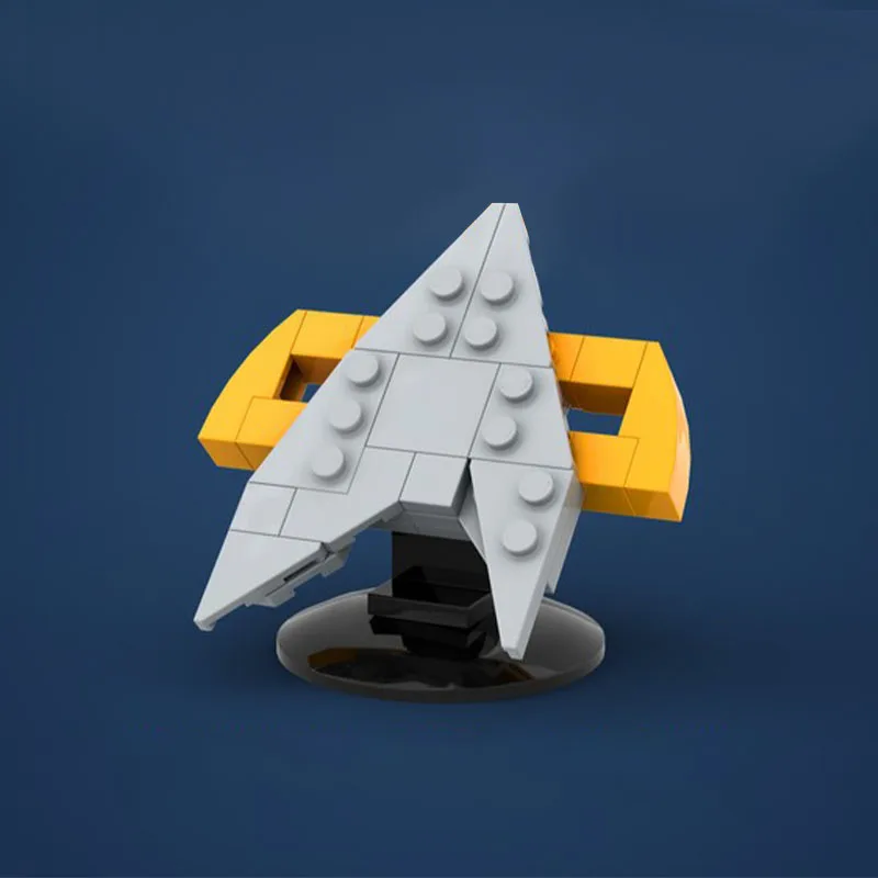 37PCS MOC Famous Games Voyager Series ComBadge and stand Building Model DIY Creative Technology Bricks Toys Kids Festival Gifts