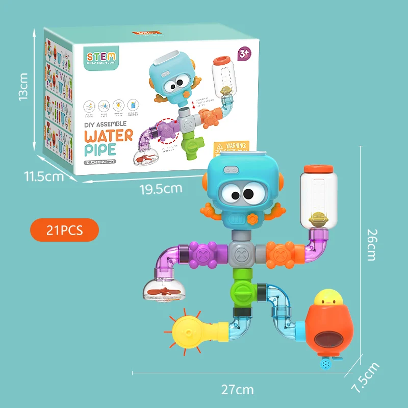 Baby Bath Toys with Strong Suction Cups Tubes Spinner Squirt Water Game Set Toddlers Kids Shower Pool for 3 Years Children Gifts