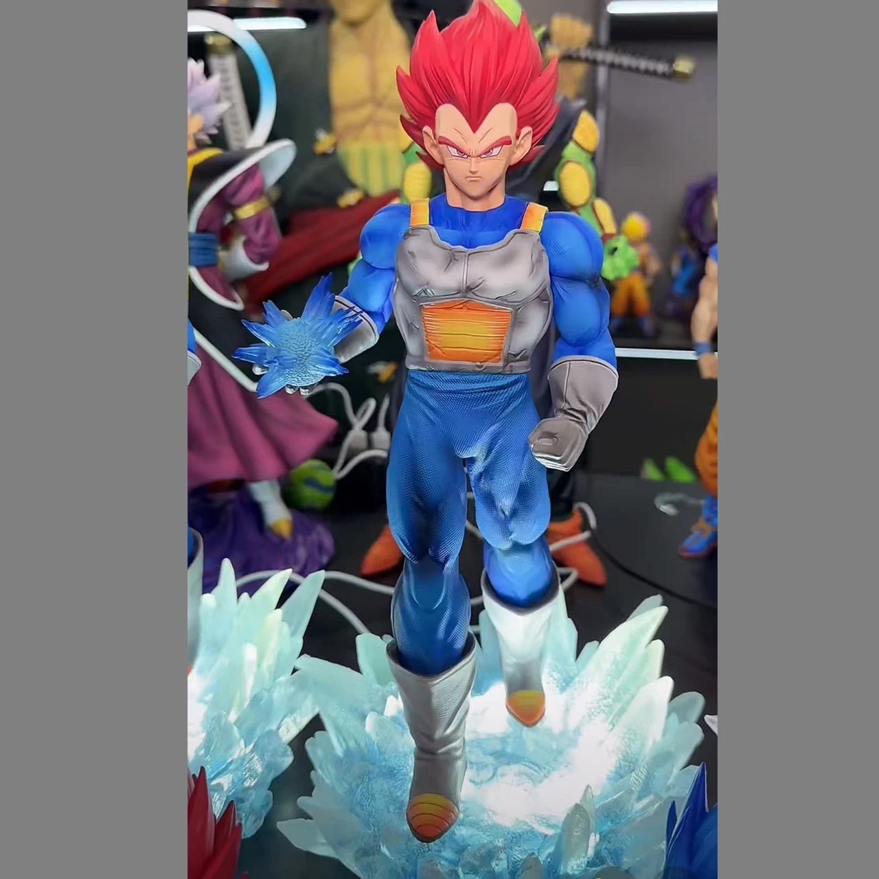 JT Statue Dragon Ball Z Majin Vegeta Figure Vegeta Blue JT Goku Led Base Super Saiyan Action Figures Collection Model Toys Gift