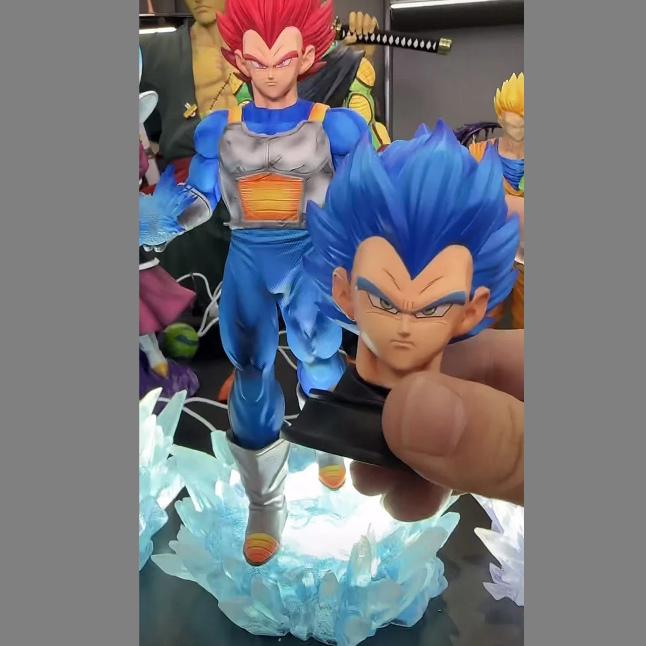 JT Statue Dragon Ball Z Majin Vegeta Figure Vegeta Blue JT Goku Led Base Super Saiyan Action Figures Collection Model Toys Gift