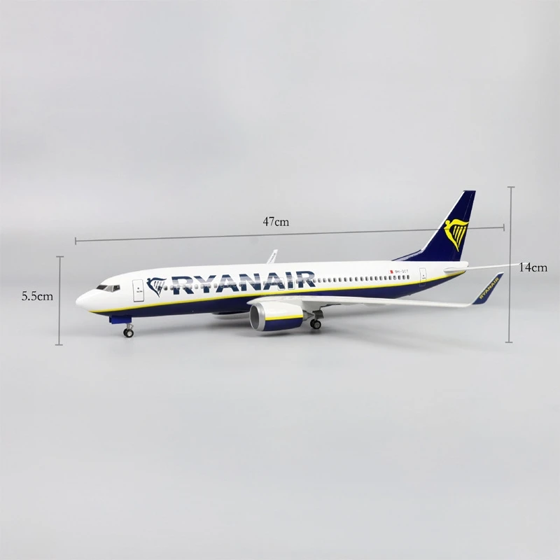 1:85 Scale Airplane Toy B737-800 Airplanes RYANAIR Airline Aircraft Model With Base Landing Gears Resin Miniature Plane For Kids