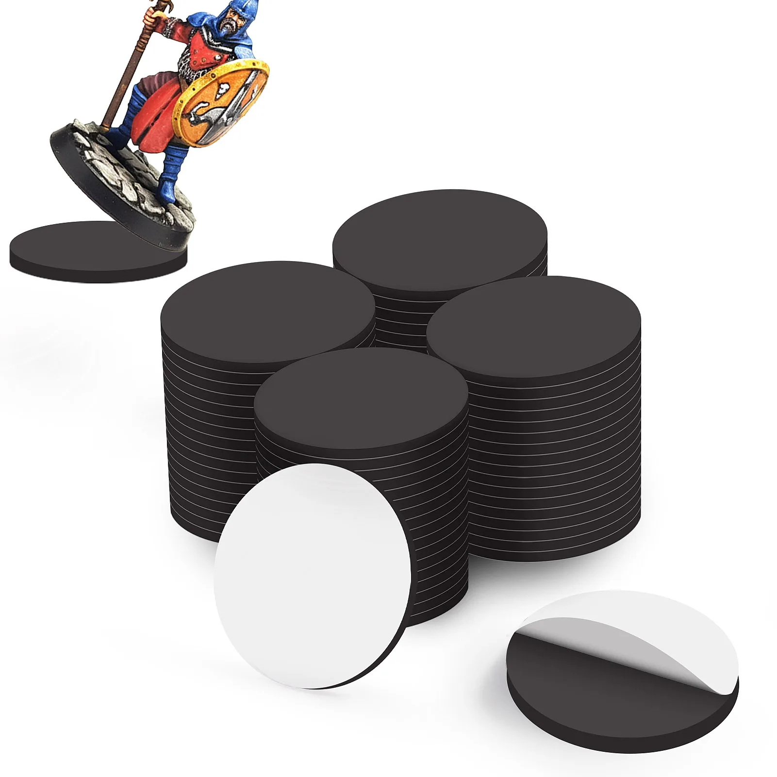Evemodel 70pcs Miniature Self-adhensive Magnetic Bases 32mm Round Bases for Wargames CMB0132