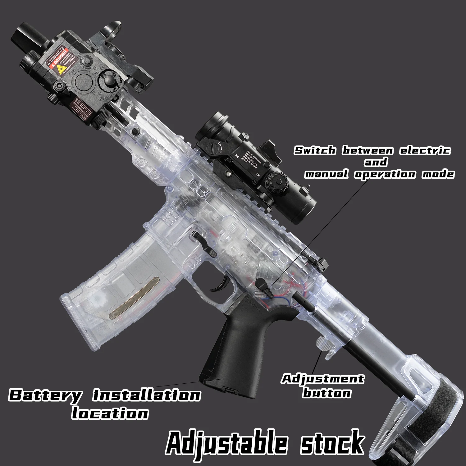 SLR Nylon Electric Gel Ball Blasting Toy Gun, Automatic Splash Ball Blaster, Suitable for Outdoor Shooting Games [No Bullets]