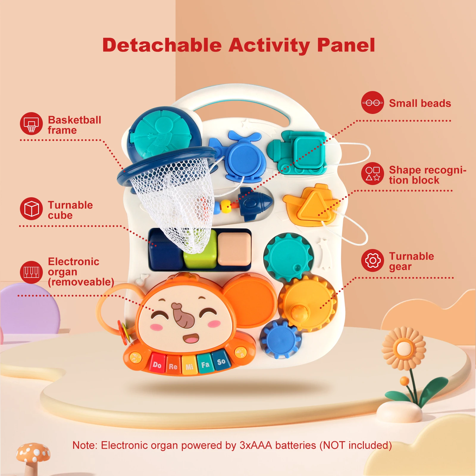 Cartoon Baby Push Walker Toy with Music Drawing Board Multifunction Activity Toddler Walker Learning Walk for 6M+ Infant