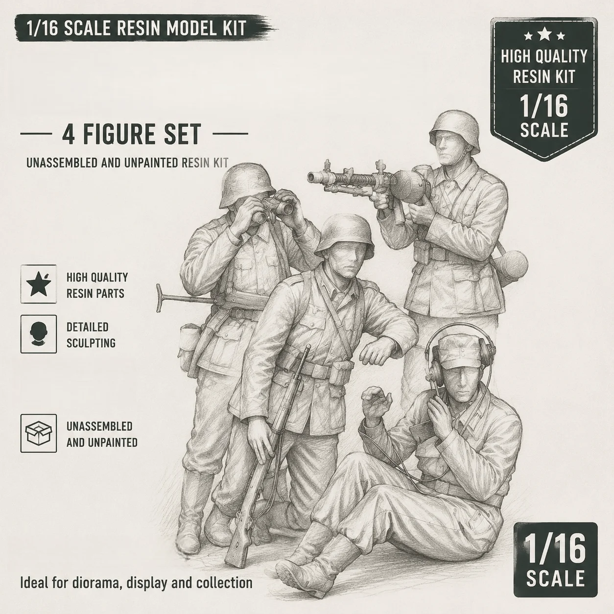 High Quality 1/16 Casting Resin Model Assembly Kit, Assault Squad, Unpainted