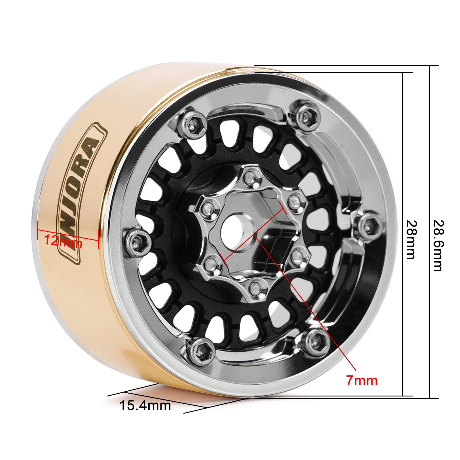 INJORA ModuWheel 1.0" Brass & Aluminum Beadlock Wheels for 1/18 1/24 RC Crawlers