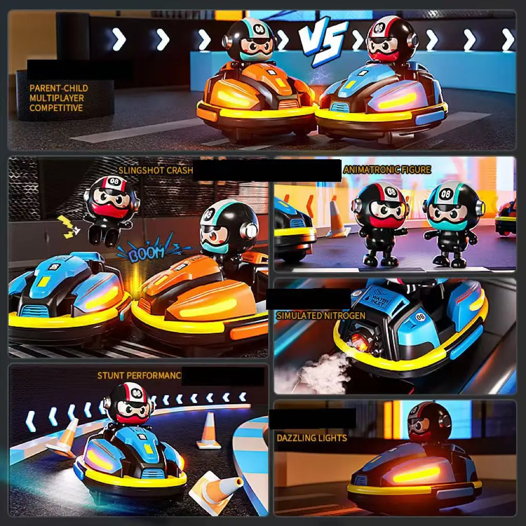 New 2.4 G Remote Control Bumper Car Duel Spray Music Racing Boy Crazyracing Kartrider Toys