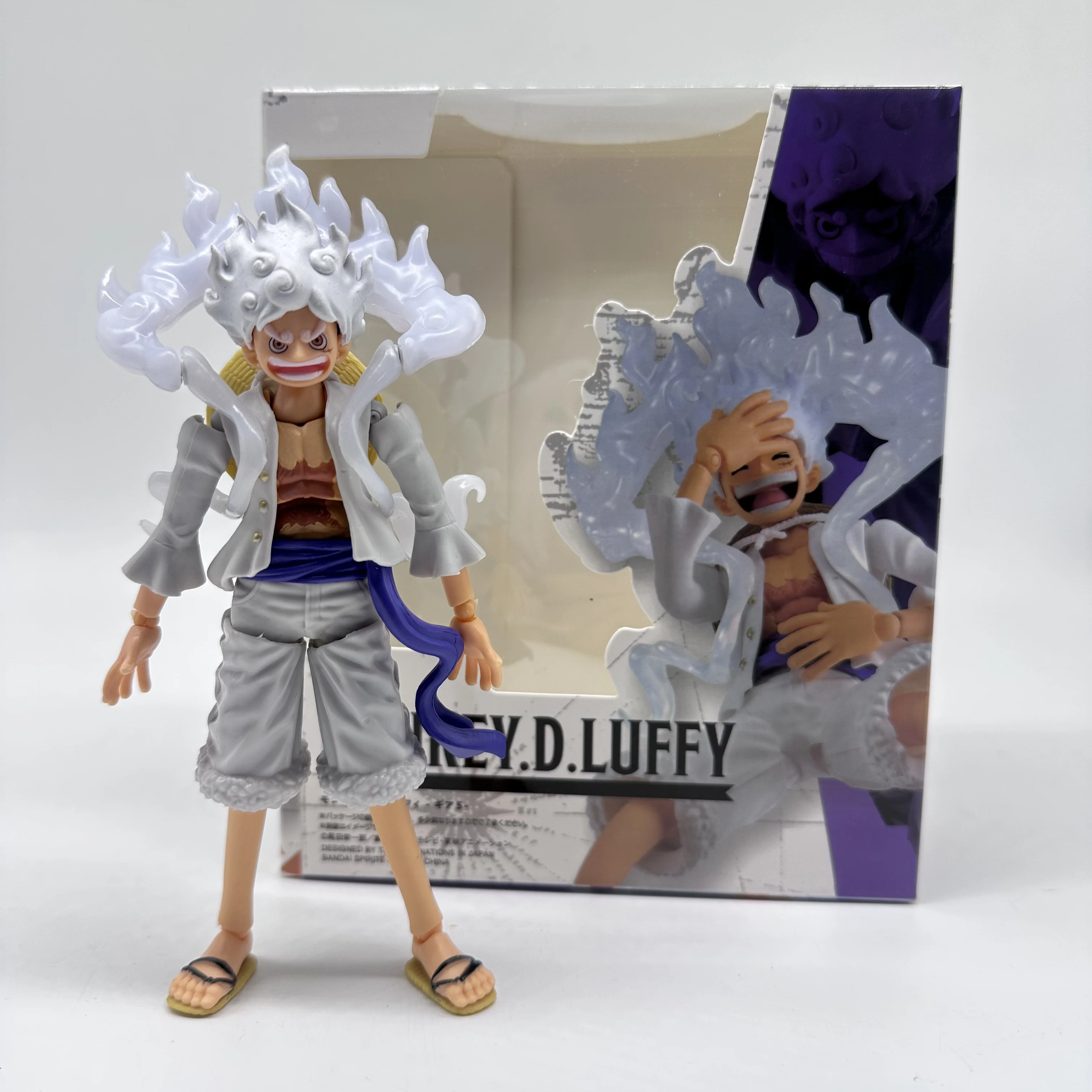 One Piece Monkey D. Luffy Gear 5 Sun God Nika Action Figure, Multi-Accessory Anime Figure Model Ornament
