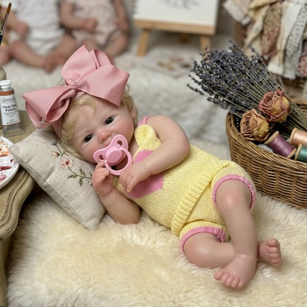 13 Inch Vivienen Silicone Reborn Baby Doll With Rooted Hair Soft Touch 3D Painted Silicone Newborn Baby Doll