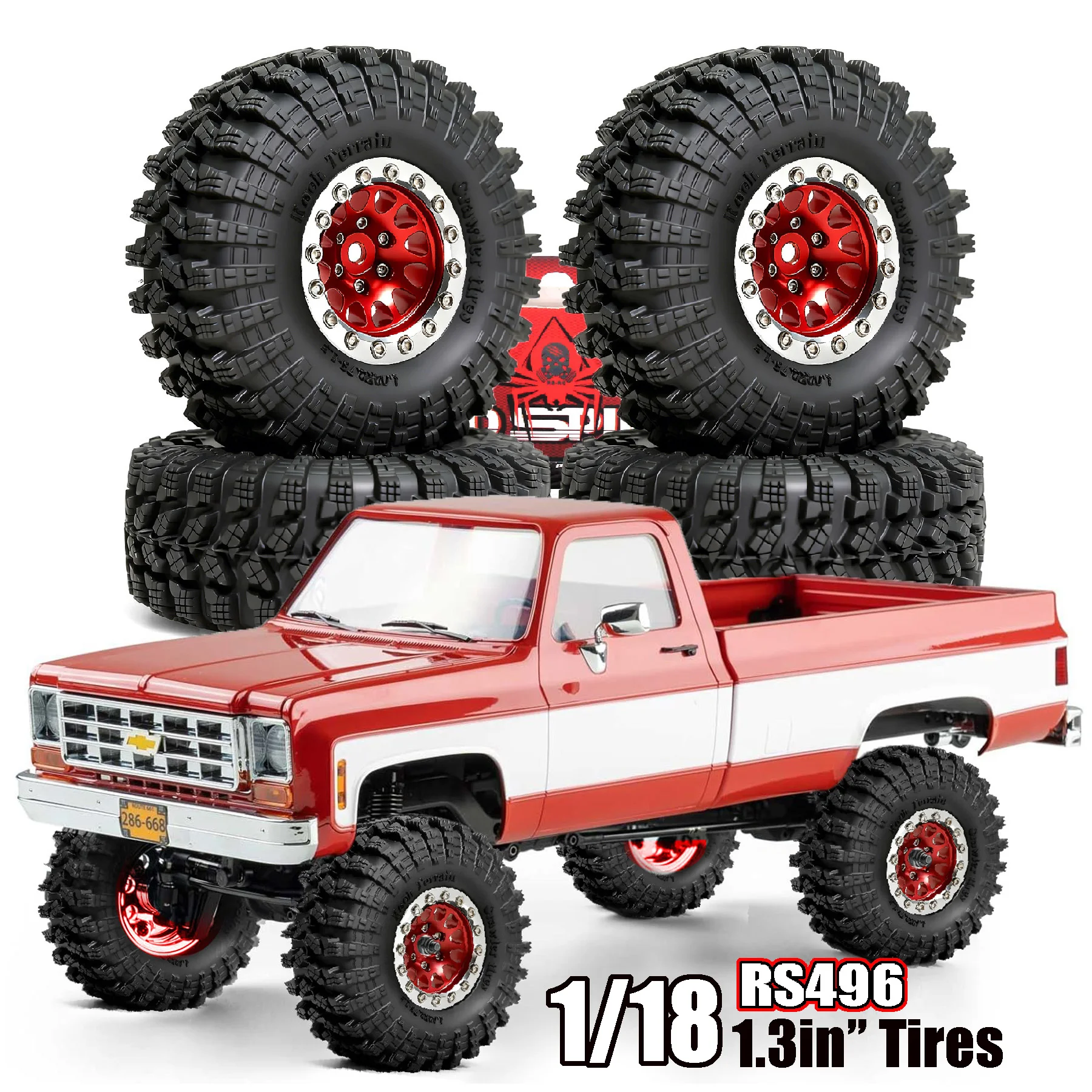 1.3” Aluminum Beadlock Wheel Tires for 1/18 1/24 RC Crawler Car SCX24 Axial AX24 FMS FCX24 TRX4M Upgrade RC Ca