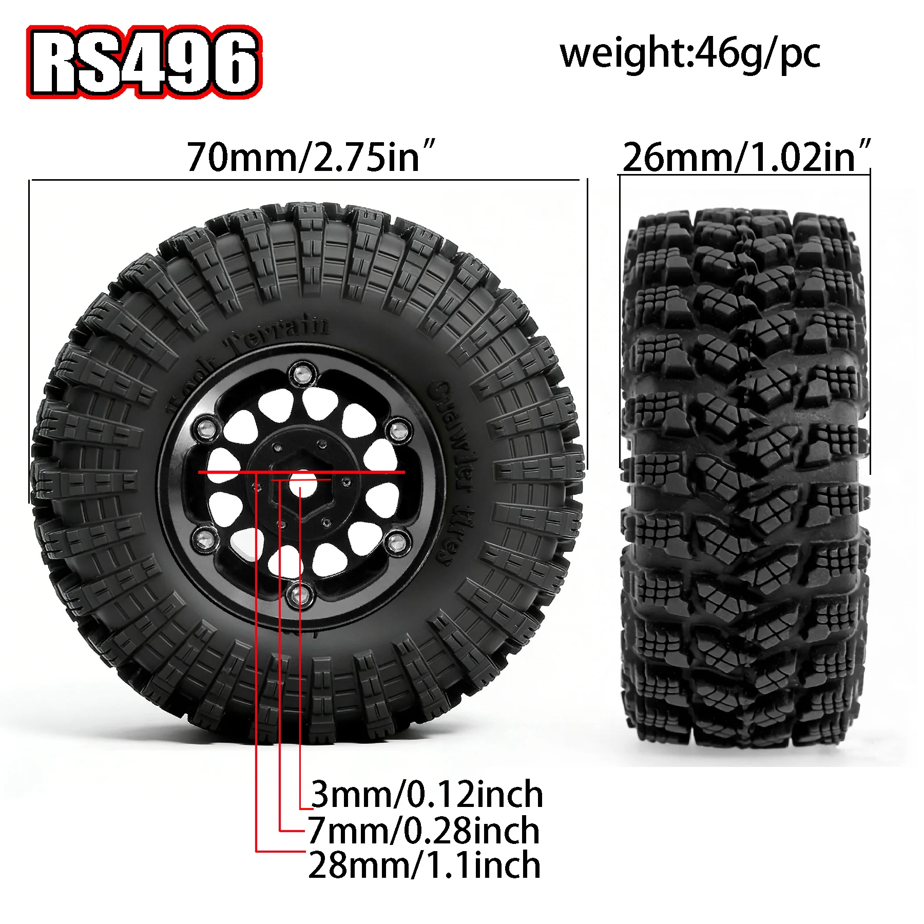 1.3” Aluminum Beadlock Wheel Tires for 1/18 1/24 RC Crawler Car SCX24 Axial AX24 FMS FCX24 TRX4M Upgrade RC Ca
