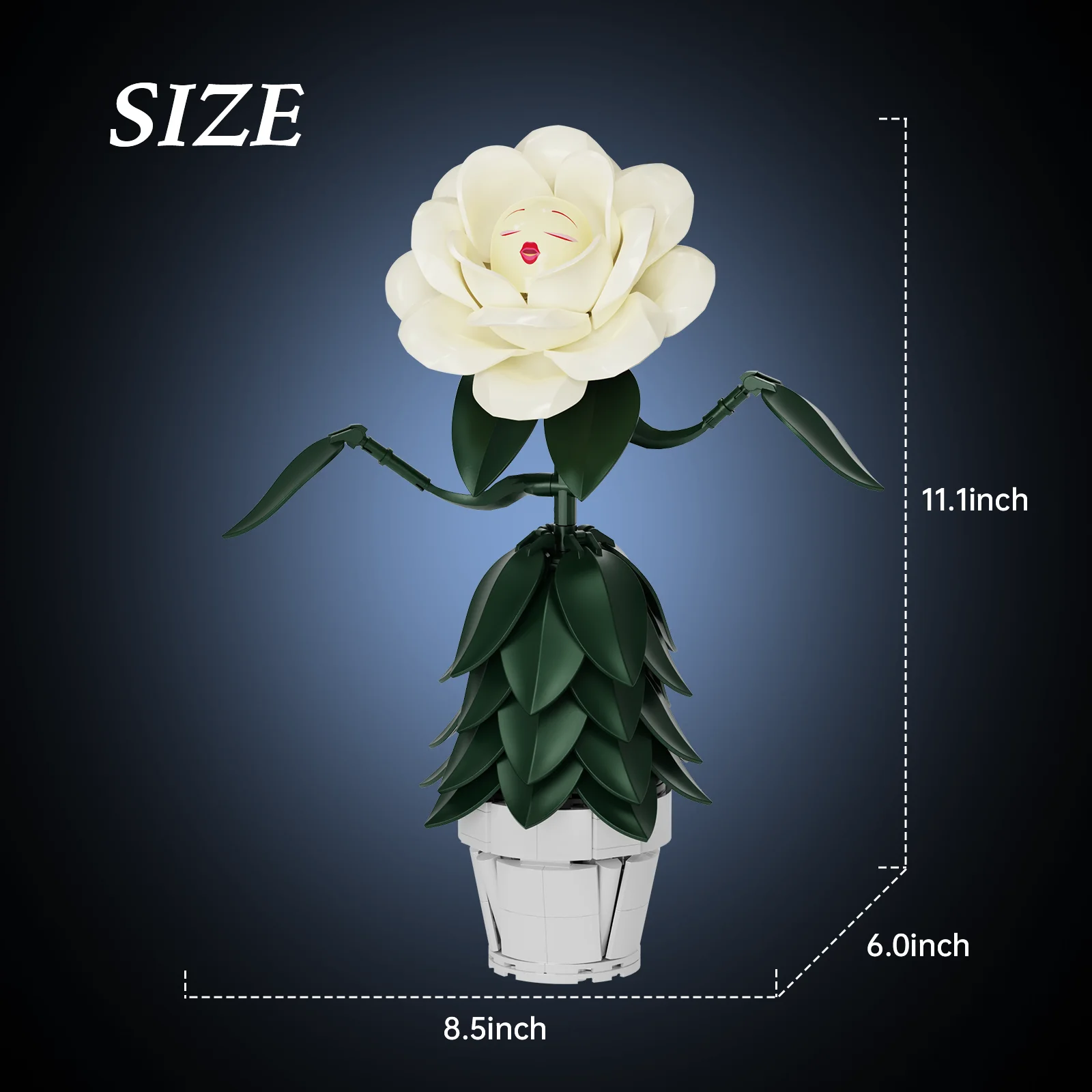 Wonderland White Flower Rose Building Block Set Mad Hatter Tea Party Plant Model Toys Valentine's Day Gifts for Women