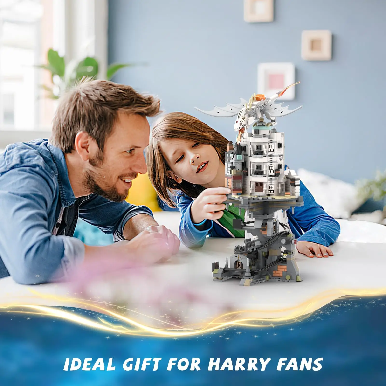1056PCS Harry Castle Wizarding Bank Building Set MOC Adults Collectible Alley of Diagon Architecture Model Toys Kids Boys Gift