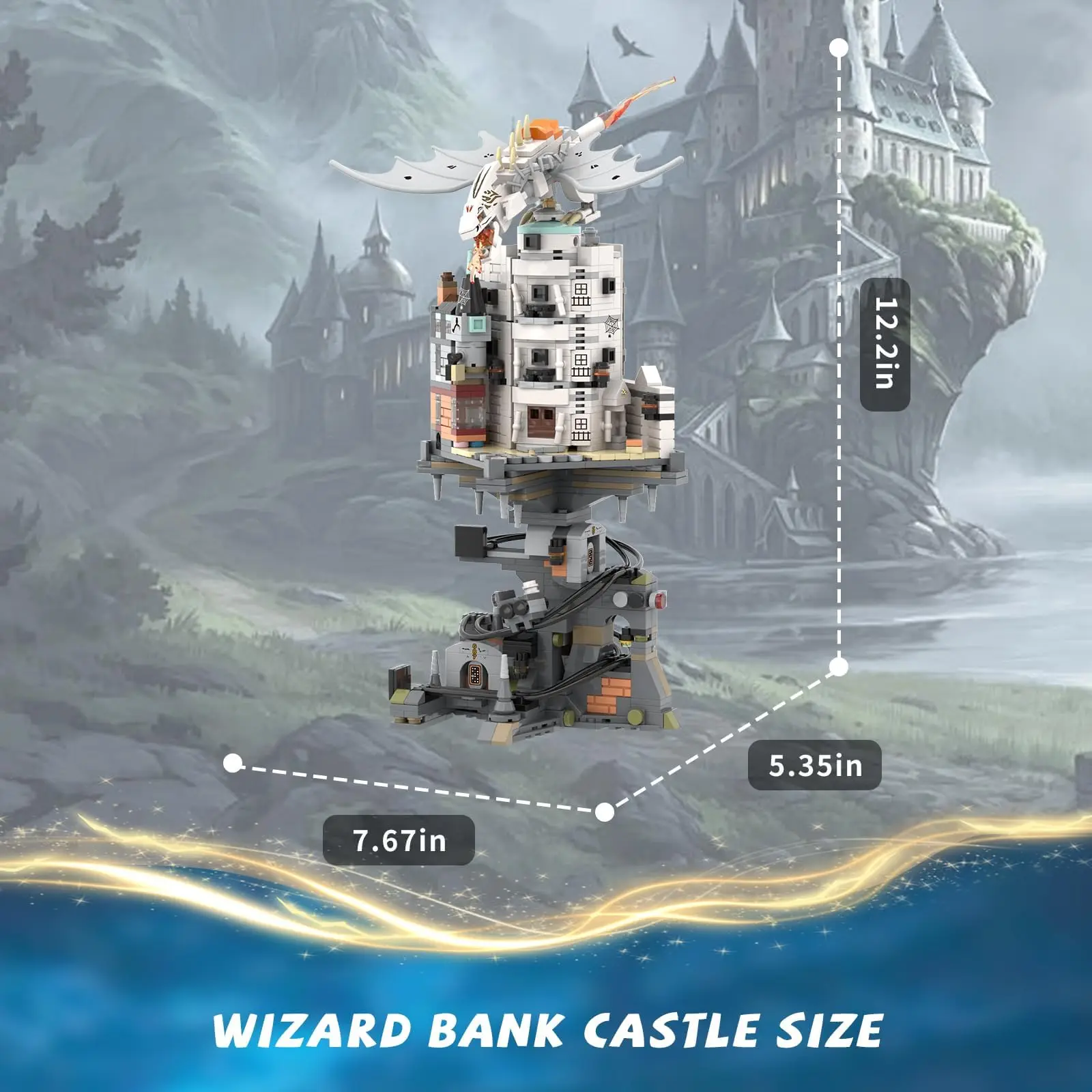1056PCS Harry Castle Wizarding Bank Building Set MOC Adults Collectible Alley of Diagon Architecture Model Toys Kids Boys Gift