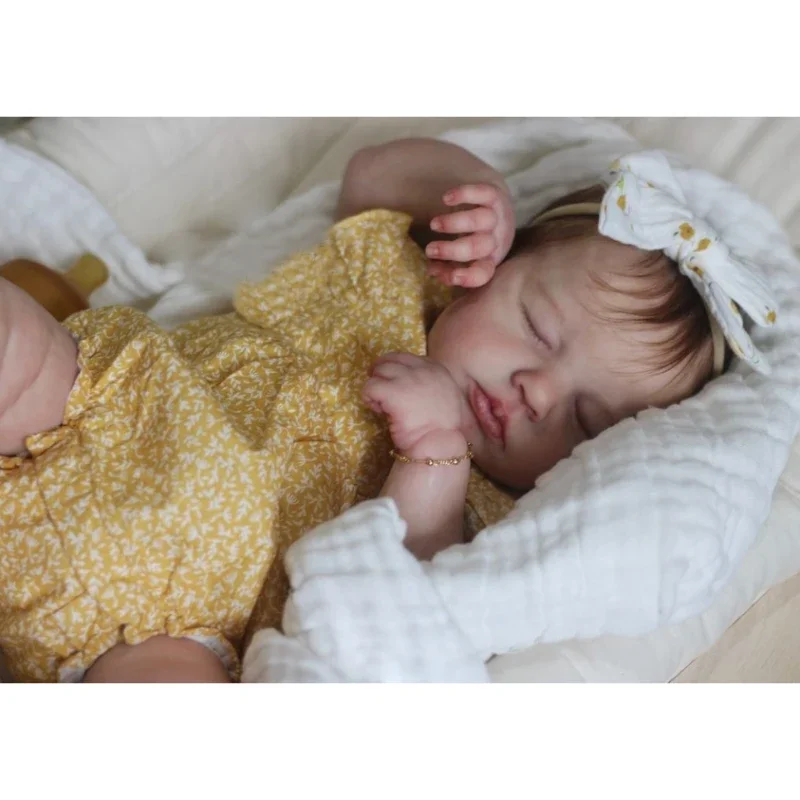 49cm Full Body Vinyl Reborn Doll Loulou with Rooted Hair Newborn Baby 3D Painted Skin with Visible Veins Bebé Reborn Juguetes